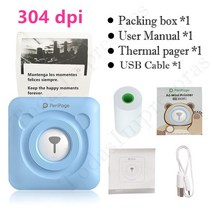 도트프린터 인쇄기 영수증 사무용 송장 다용도 라벨 원래 Peripage 304 인치 당 점 미니 포켓 프린터 블루, 03 A6 304 Blue