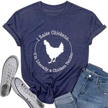 치킨 셔츠 여성용 I Raise Chickens 귀여운 엄마 티셔츠 애호가 티 농장 컨트리 캐주얼 반소매 상의 핑크 414715, Blue, Large