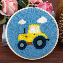 오꿈 펀치니들 패키지 자수 수예 kit, 24 자동차, 15cm, 1개