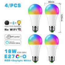스마트 LED 전구 RGB 색상 변경 E27 램프 220V 110V APP 제어 블루투스 호환 WIFI, 18W E27 CWRGB 4Pack