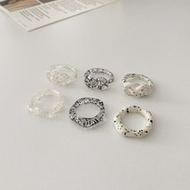 밀크 쿠앤크 볼드 물결 아크릴반지 3color