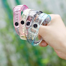 오달라 샤오미 미밴드7 투명 실리콘 스트랩, 블랙