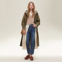 써스데이아일랜드(정상) 배색 후드 롱 야상 점퍼 (T226MJP138W)