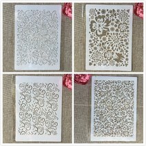 스텐실기계 타투 4Pcs A4 29cm 빈티지 프랑스어 단어 티켓 DIY 레이어링 스텐실 페인팅 스크랩북 색소 엠보, 한개옵션1, 10 J