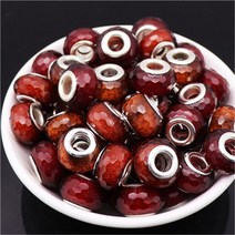 10Pcs 큰 구멍 유럽 구슬 만드는 보석에 대 한 공예 매력 비즈 스페이서 팔찌 대량 구리 코어 쥬얼리, [10] Cut Glitter 5
