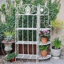 철제 꽃 선반 카페 발코니 실외 베란다 화분 진열대 인테리어 꽃받침, B. 화이트 빈티지 화분 진열대