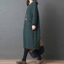 누비 누빔 원피스 니트 패딩 코튼 두꺼운 가을 겨울 드레스도트 솔리드 컬러 빈티지 드레스 오피스 레이디 OL 작업