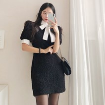 밤하늘의펄 배색 스카프 미니 원피스(ops1403)