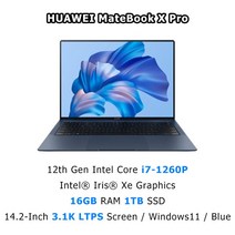 화웨이 메이트 북 X 프로 14.2 인치 코어 i7-1260P 16 기가 512G/1 아이리스 색상 3.1k 전체 화면 PC, 한개옵션5, 한개옵션4, 한개옵션3, 한개옵션2, 한개옵션1, 03 i7-1260P 16G 1T B