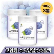 국내산 수국잎 열수 추출물 분말 가루 다이어트 효능 추천 식용산수국 잎 분말 추출가루 수국 파우더 사포닌 안토시아닌 필로둘신 하이드란제놀 게르마늄 타먹는 수국잎차 열수추출 고함량, 수국잎열수추출분말 3통