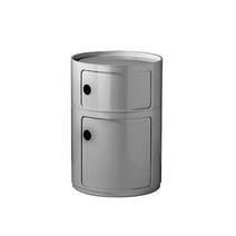 카르텔 콤포니빌리 Kartell Componibili Round Modular Element Plastic silver 42 x 61.5 cm125310, Silber_42 x 42 x 61.5 cm