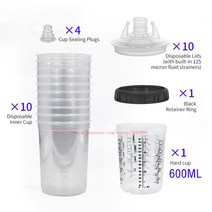 페인트 스프레이건 10pcs 스프레이 건 페인트 혼합 컵 160/400/600/800ml 탱크 유형 H/O 빠른 일회용 측정, 03 600CC, 03 600CC