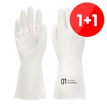 1+1 야무진 미들 화이트 고무장갑 청소 세차 주방장갑, S(1+1)
