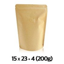 [이지포장] 크라프트 지퍼스탠드 200g 기본형 아로마밸브부착형, 50매