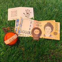 유즘 [각인 골프공포함] 골프공키링&머니클립 세트, 블랙