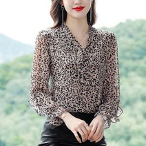 봄 호피 블라우스 여성 패션 만능 프린트 날씬해 보이는 상의
