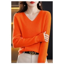 여성 브이넥 데일리 골지스웨터