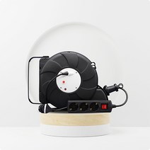 러그박스 부착형 오토릴 12M(+2M) 블랙 1.0SQ 작업 현장에 특화된 오토릴 카센터 목공소 공장 캠핑장 작업장 리드선 전기릴 멀티 전선 연장선 이지콕 4구 멀티탭