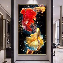 금붕어 풍경 보석십자수 집에서할수있는취미 특 대형 개업 집들이 선물, 단일사이즈, 90x160cm