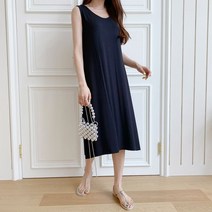 리엘라 핀지로 엑스끈 민소매 롱 원피스