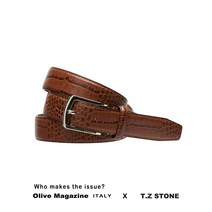 젠틀안트 남자 티지스톤 수제벨트 TZ1D101LB 악어패턴 연브라운벨트