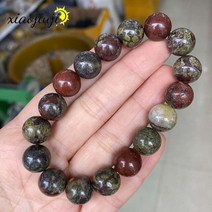 내추럴 드래곤 블러드 스톤 팔찌 남녀공용 행운의 차크라 커플 패션 주얼리 선물, 12MM, 18.5cm