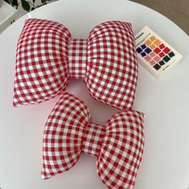 차량용쿠션세트 차량용 목쿠션 허리쿠션 1+1 여성용 차량 용품 리본쿠션세트, 블랙 1+1