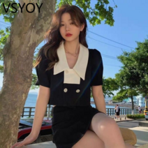 vsyoy 여름 쿨 스타일 스커트 라이트 성숙한 소금 스타일 투피스 정장 우아한 드레스