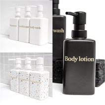 홈스토킹 욕실 디스펜서 화이트 골드 370ml 사각 도자기 샴푸통, 사각 블랙 골드 370ml, BODY CLEANSER, 1개