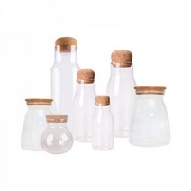 찻잎 보관용 코르크 마개 내열 유리병 찻잎보관 꿀통, 보틀형 소