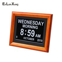 8 인치 전자 lcd 큰 문자 노인 의학 화면 알림 알람 시계 디지털 시계 사진 프레임 크리스마스 선물, 나는 플러그, 검은색