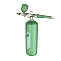 휴대용 소형 미니 페이스 네일 손톱 에어 브러쉬 브러시 얼굴 공기 압축기 키트 나노 분무기 물 산소 인젝터 건 아트 문신 공예 케이크 메이크업 안개, [02] green B