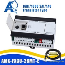 AMXFX3U26MTE 이더넷 PLC 교체 Mitsubishi MELSEC 시리즈 트랜지스터 2AI/1AO 16DI/10DO MODBUS 컨트롤러 케이블