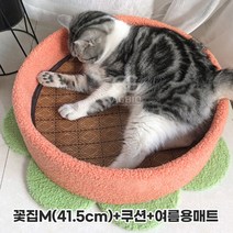 [행운이네] 플라워 고양이 캣타워 꽃 인테리어 소형 3단 고양이집, 꽃집M+쿠션+여름용매트
