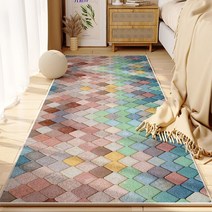 대형러그 빅사이즈 식탁밑 침실용 컬러 격자 무늬 아트 침대 옆 거실용 소프트 넓은-537