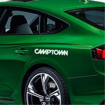캠핑카꾸미기 Camptown 영문로고 스티커 튜닝스티커 레이실내 자동차꾸미기 셀프튜닝, 1개, 블랙 대형