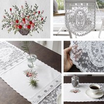 홍보 라운지 회의실 예쁜 자수 테이블보 테이블매트 협탁러너, 6인러너