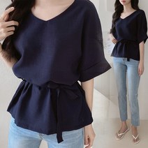 NewCare 여성 여름 블라우스 허리끈