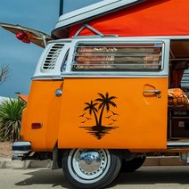 카라반 미니 소형 트레일러 캠핑카 캠핑트레일러 미니카라반트레일러 Plam Tree 디자인 자동차 스타일링 스티커 밴 모터홈 RV 트럭 데칼 비닐 액세서리 장식, [04] YELLOW, [01] 40X34CM, 1개