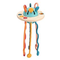 아기 유아 장난감 감각 촉감 발달 놀이 교육 완구 Montessori Pull String Sensory Toys Baby 6 12 Months Silicone Activity, [01] Flying saucer
