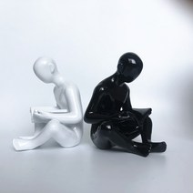 수지 공예품 진열품 책 읽는 사람 홈 액세서리 책꽂이 책 한 벌에 의지하여 혼비품을 대신 발행한다., 흑백 한 조