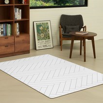 안탈로 PVC 층간소음 유아 강아지 놀이방 양면 러그매트 화이트 헤링본, 15T