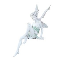 정원 장식 조각 튜더와 투렉 앉아있는 요정 동상 분수 수지 입상 천사 조각 마당 홈, 화이트 18cm