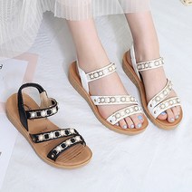 준디자인 푹신한 여자 밴딩 샌달 편한 보석 명품 여석 스트랩 샌들 끈 여름 쿠션 힐 엄마