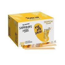 Sorbos 식용 빨대 열대 맛 지속 가능 개별 포장 플라스틱 없음 알레르기 유발 물질 없음 글루텐 없음 친환경 길이 18 8cm(7 4인치)(200개 팩)