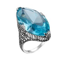 아쿠아마린반지 3월 탄생석 별자리 반지 여성을 위한 진짜 925 스털링 실버 반지 천연 아쿠아마린 합성 고