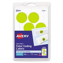 Avery Products - Avery - Print or Write Removable Color-Coding Labels 1-1/4in dia Neon Yellow 400, 1, and leave no residue. - Handw