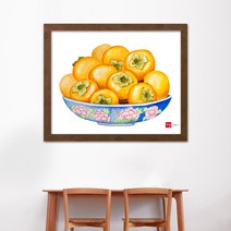 나봄갤러리 감과 그릇 감그림 액자, 4.내츄럴 브라운 액자