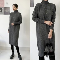 퍼니걸스 9832 데일리 무지 폴라 니트 롱 원피스 여성의류