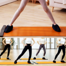 가정용 슬라이딩보드 매트 고강도하체운동 스케이트 홈트 요가 애플힙만들기, 블랙 - 180cmX50cm